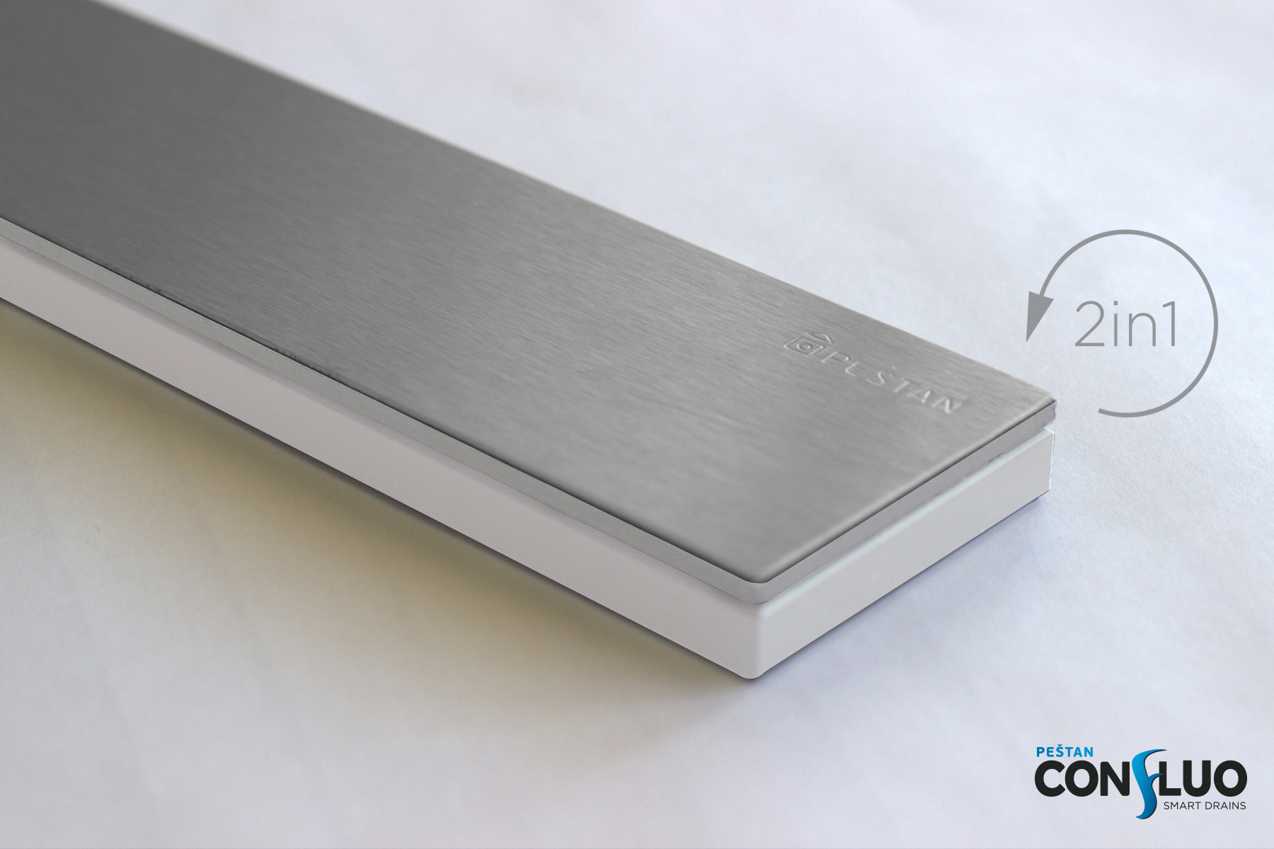 Frameless line 550 White Glass линейный трап PESTAN 