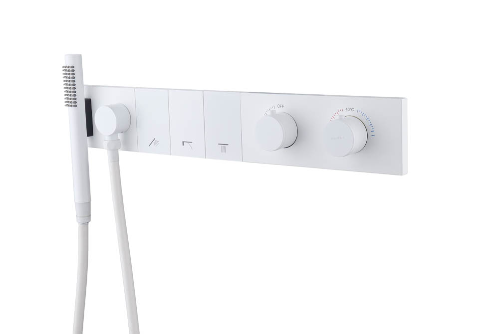 Смеситель Boheme ZODIAC THERMO с ручным душем MATT WHITE 133-SYS-MW