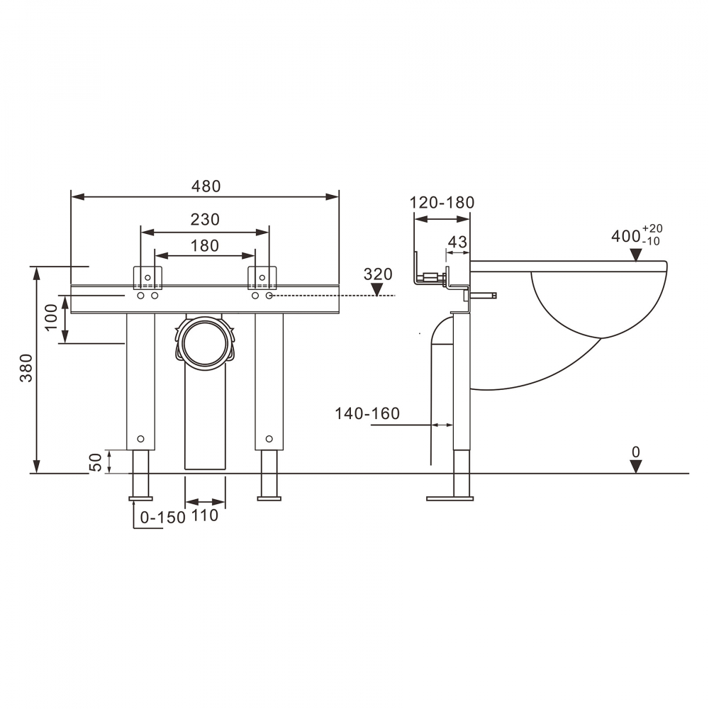 Инсталляция Abber AC0102P для подвесного биде и унитаза с импульсным смывом