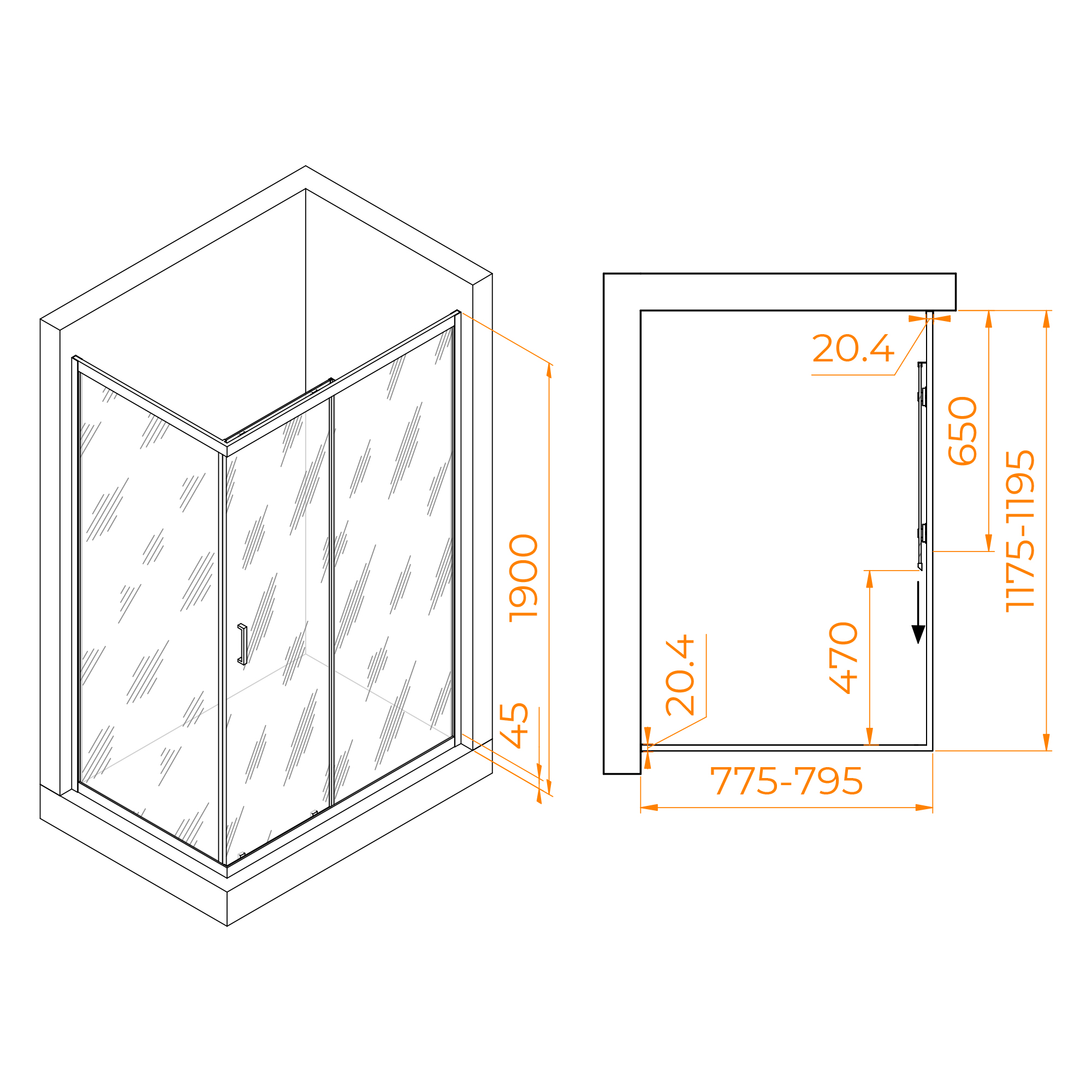 Душевой уголок RGW PA-245B 80х120