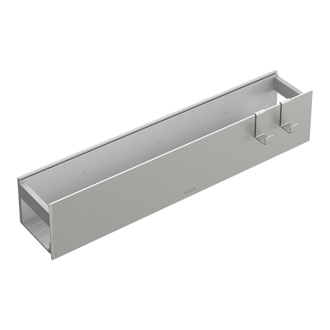Полка настенная 60см Boheme Nickel brushed + 2 крючка 10966-NB