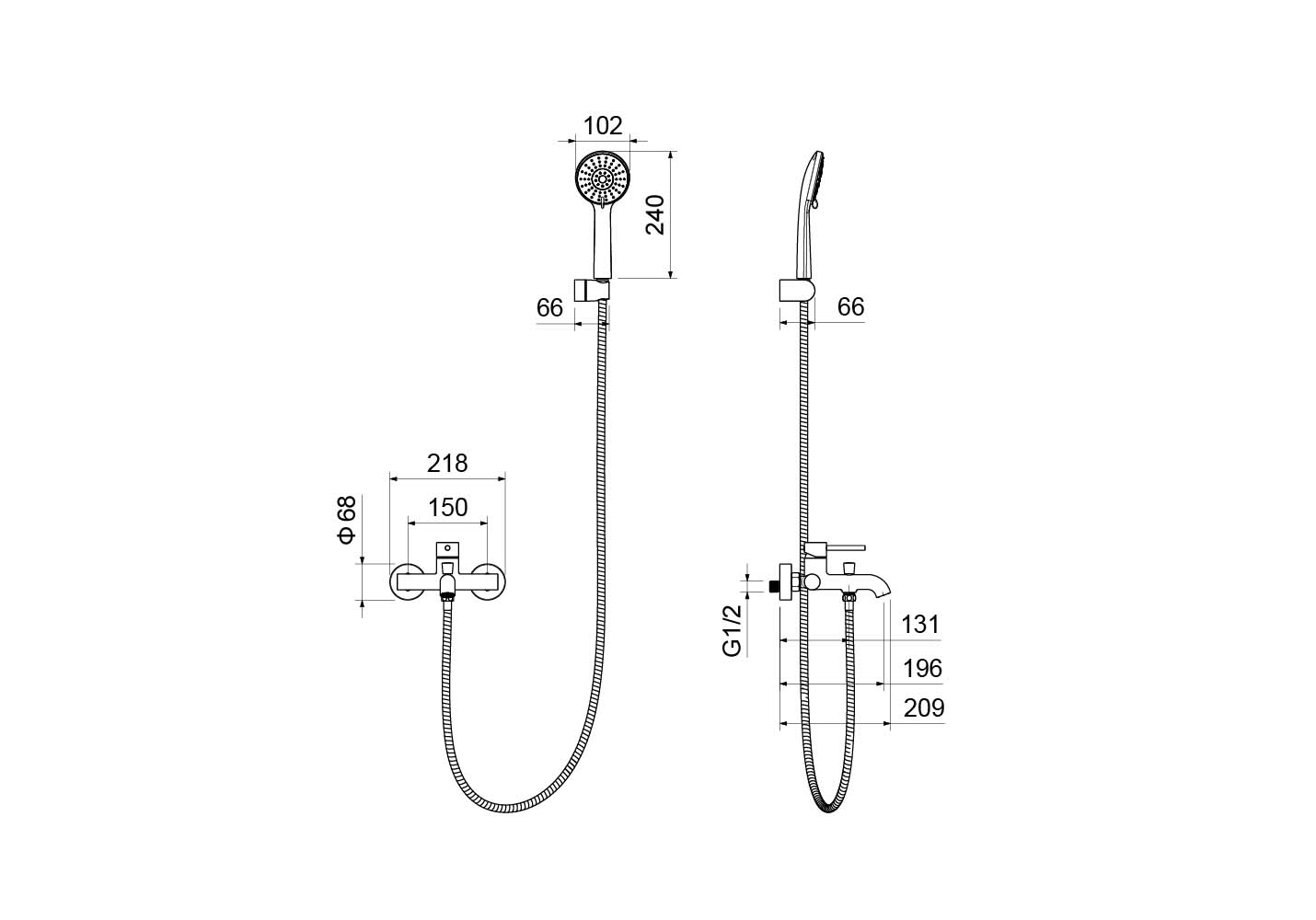 Смеситель для ванны с душевым набором Aquatek Европа AQ1349BG
