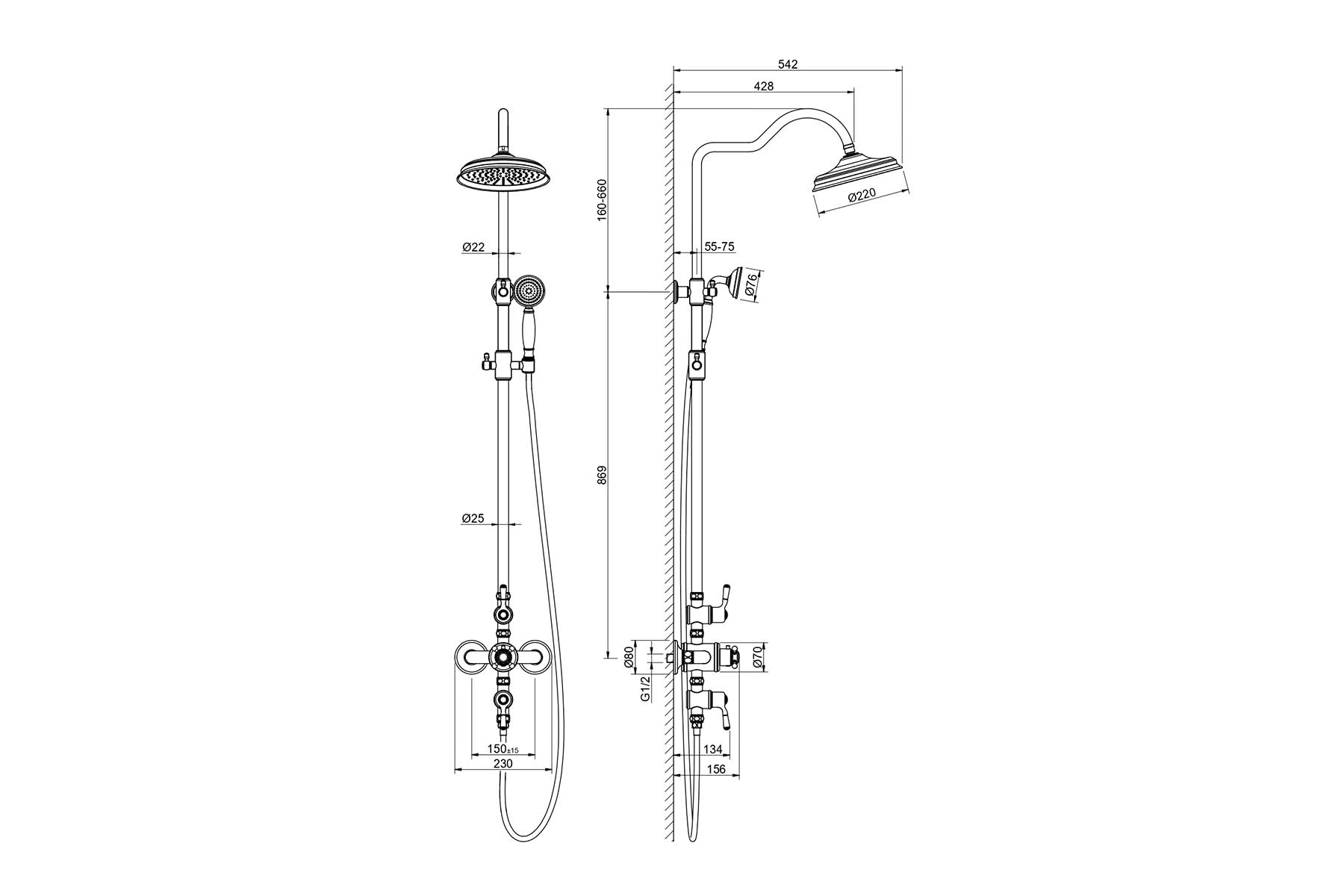 Душевая система Aquatek Классик AQ2563CR