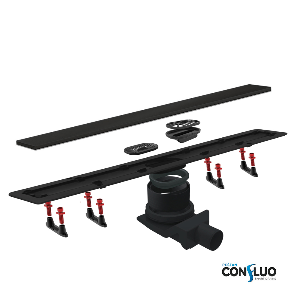 Frameless line 850 Black Glass линейный трап PESTAN