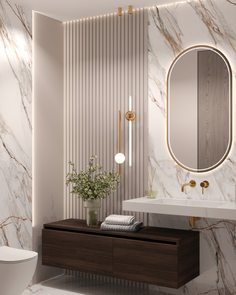 Столешница моноблок Armadi Art FLAT CALACATTA (1010*452*80) 859-100-CLCT