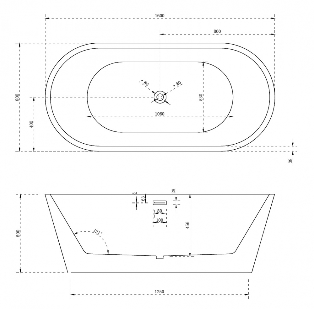 Акриловая ванна Abber AB9203-1.6 белая