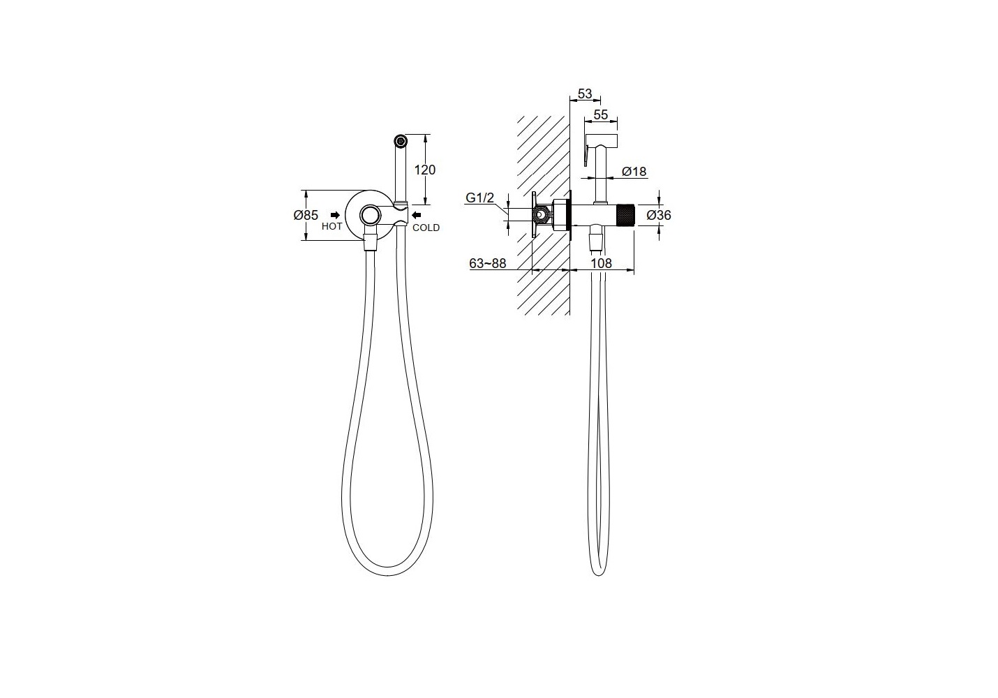 Гигиенический душ со смесителем Aquatek Европа AQ1023BGM