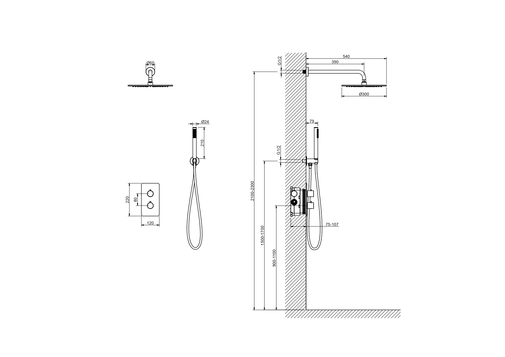 Set 3 в 1 душевой комплект Aquatek Европа AQ1376BGM