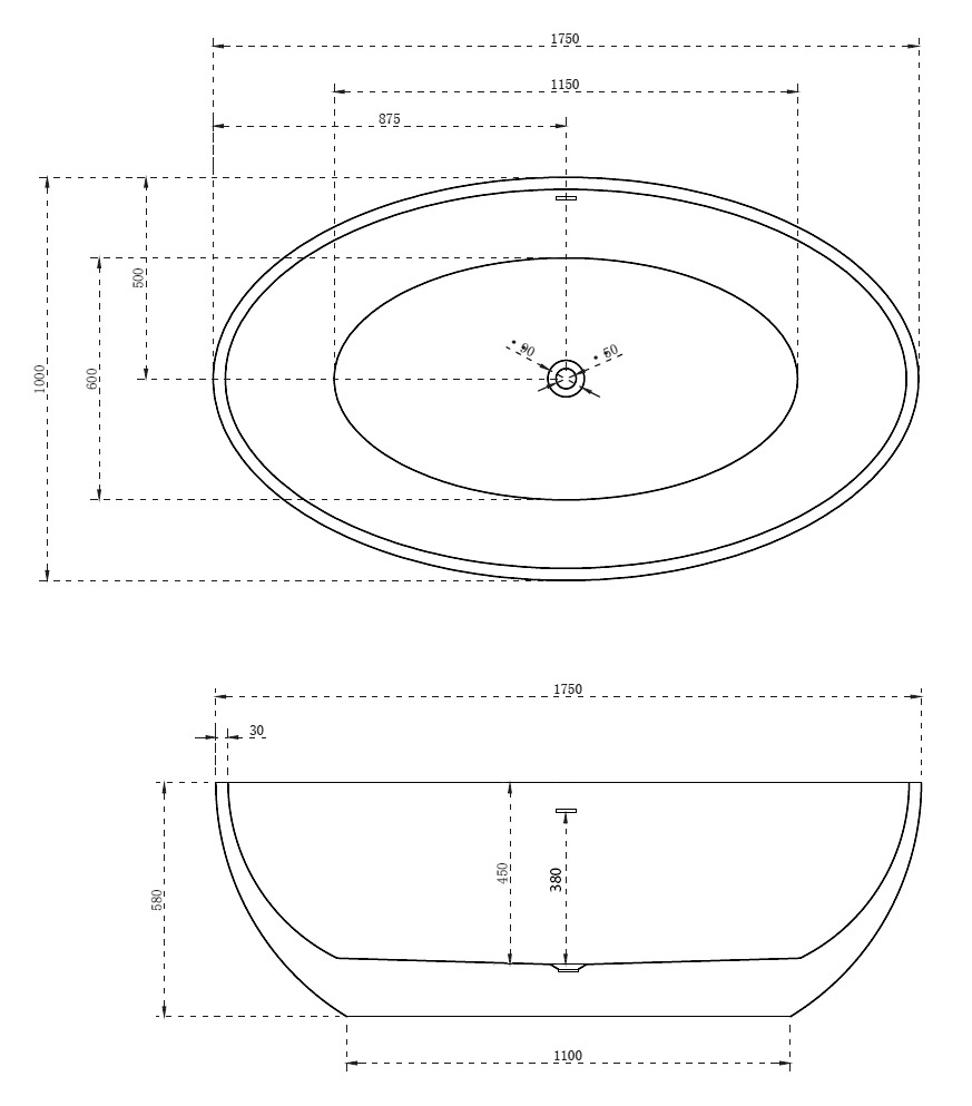 Акриловая ванна Abber AB9249 белый