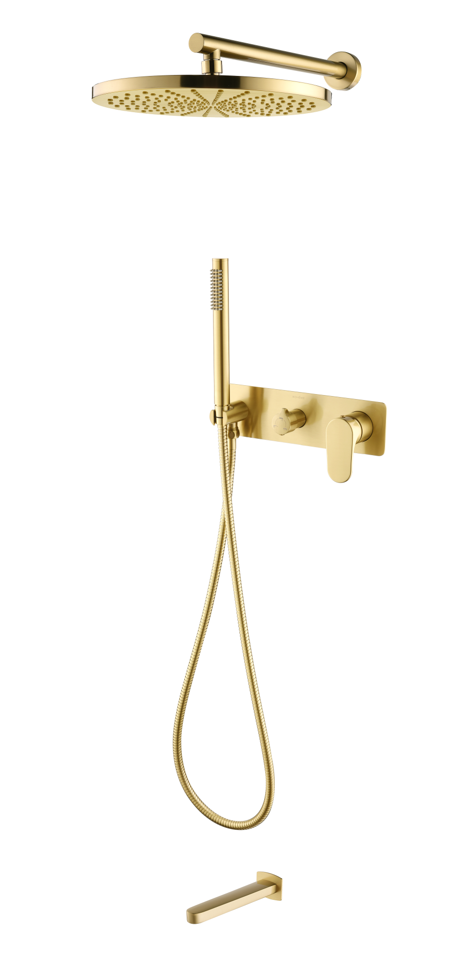 Смеситель встроенный для душа с верхней лейкой и изливом Boheme SPECTRE Matt Gold 454-2-MG