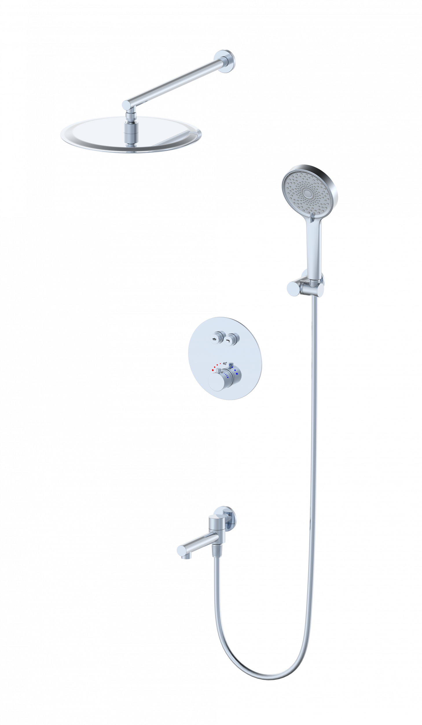 Душевая система с термостатом встраиваемая WONZON & WOGHAND STICK, Хром WW-88929010-CR