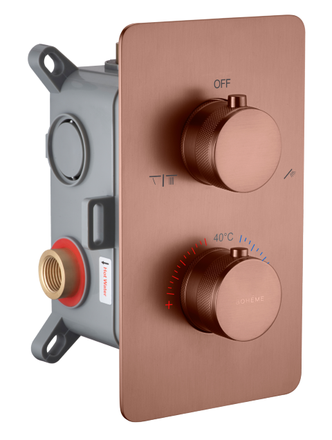 Смеситель встроенный с термостатом 2-х проходной Boheme CELL BRUSHED BRONZE 134-2-BRB