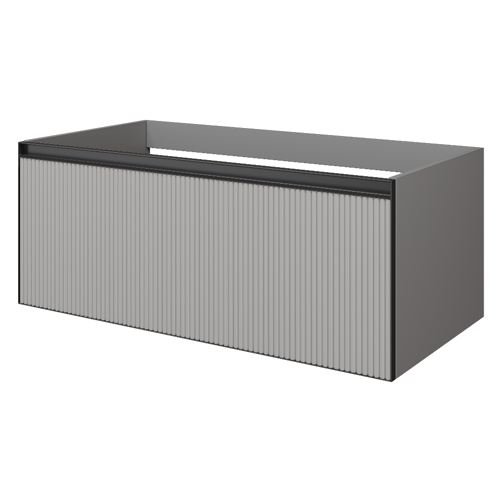 Armadi Art QUATRO 1 100CM тумба рифл с подсв. внутри LUNA FUGA профиль ANTHRACITE 790-M1-100-L-RIB-A-LED