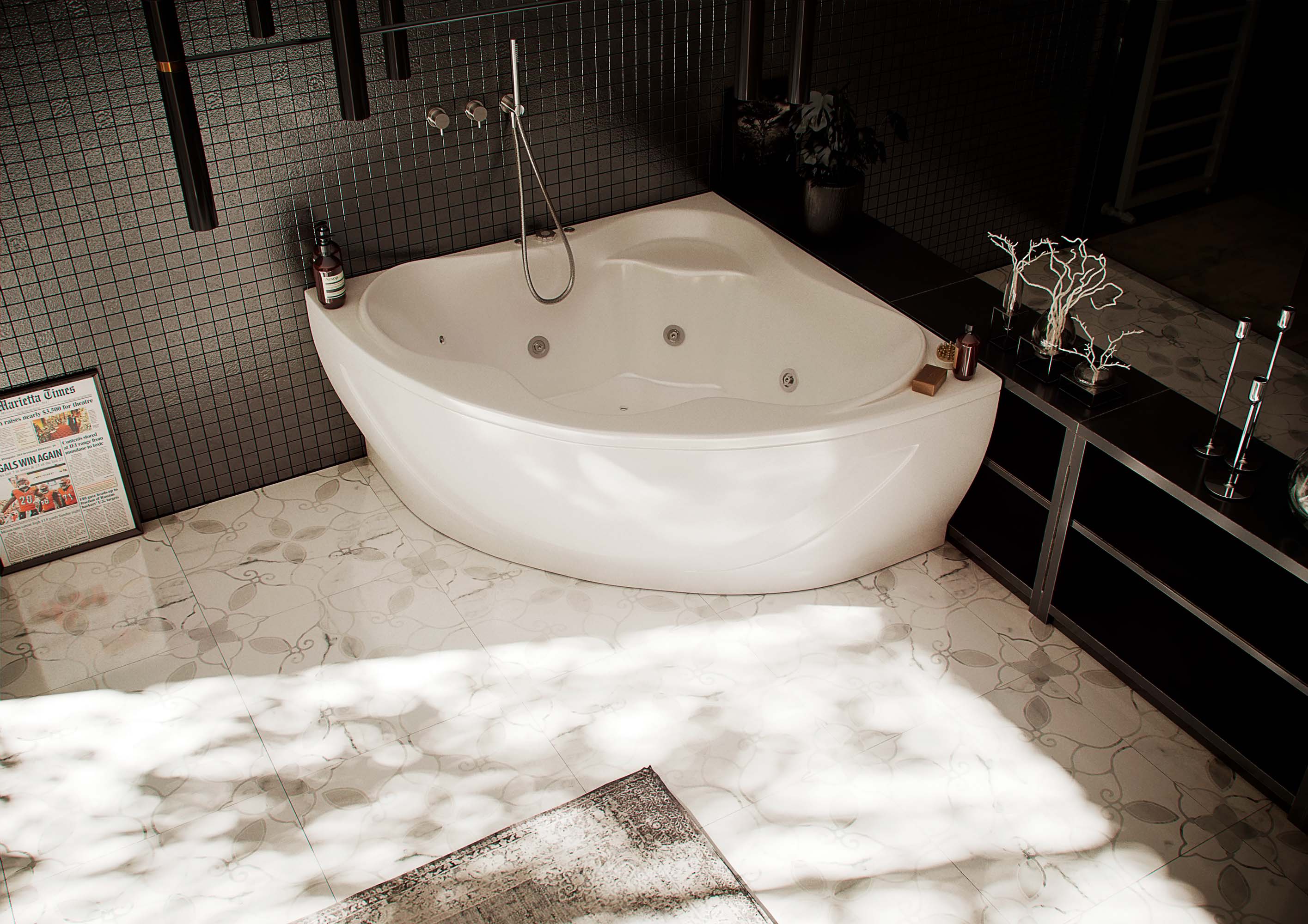 Акриловая ванна Aquatek Галатея GAL135-0000022 135х135 см с фронтальным экраном