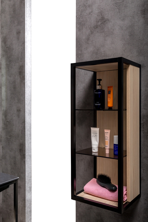 Пенал Armadi Art LOFT низкий light wood, полки стекло 895-L