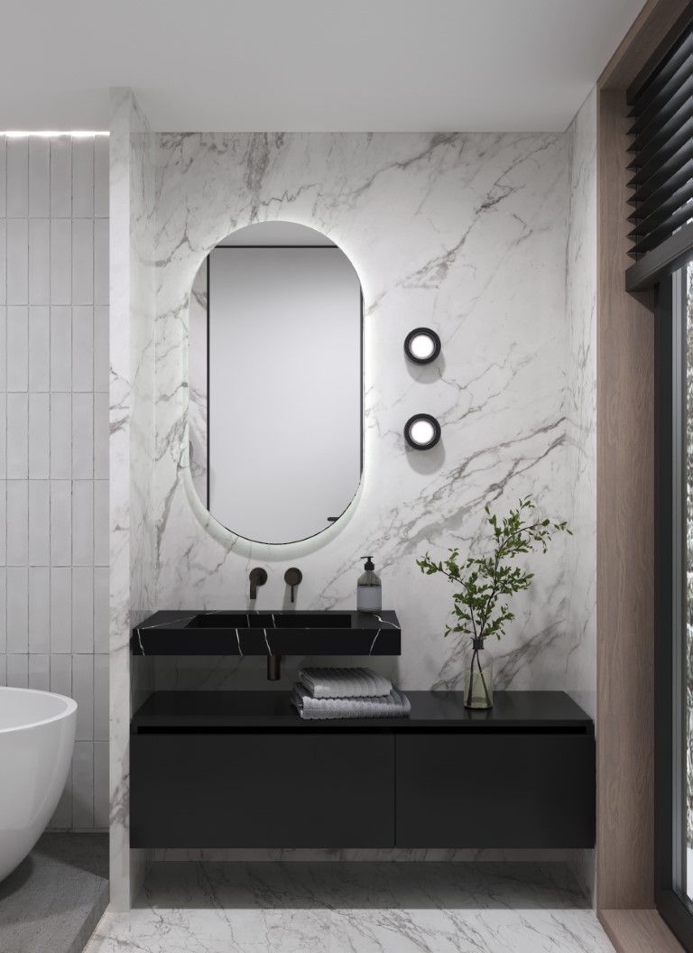 Столешница моноблок Boheme FLAT NERO MARQUINA (810*452*80) 859-080-NM