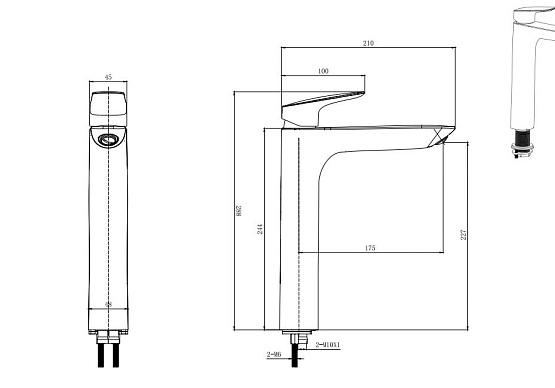 Смеситель Aquatek Вега 227 AQ1005CR для раковины с донным клапаном