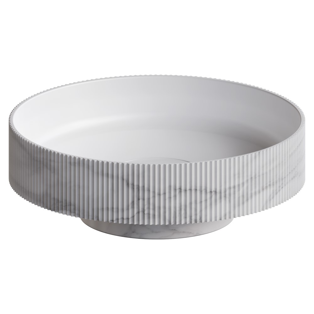 Раковина накладная рифленая Boheme SOLE Corian 400*130 Calacatta 801-R-CLCT