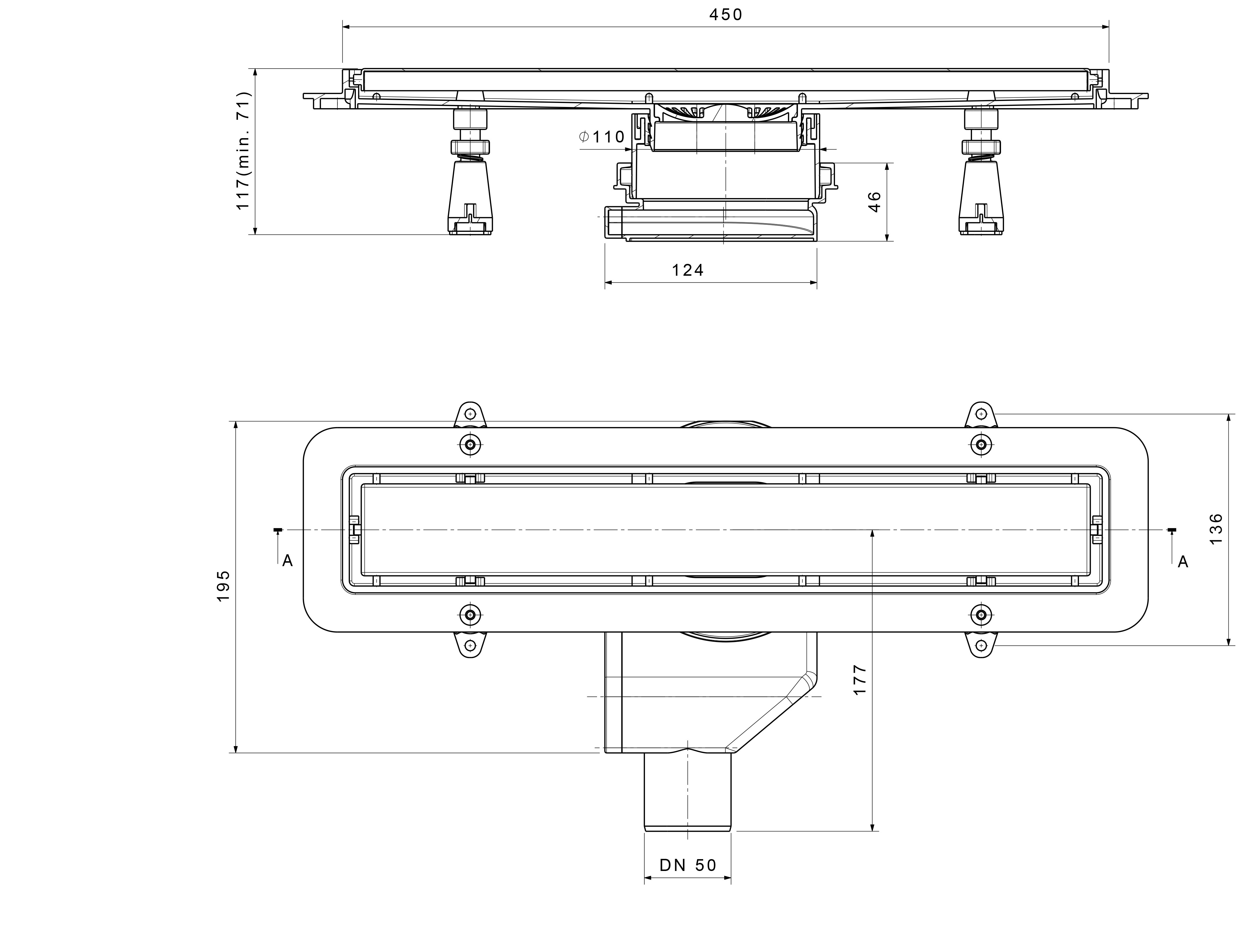 Compact Line Premium 450 Matte Black линейный трап PESTAN