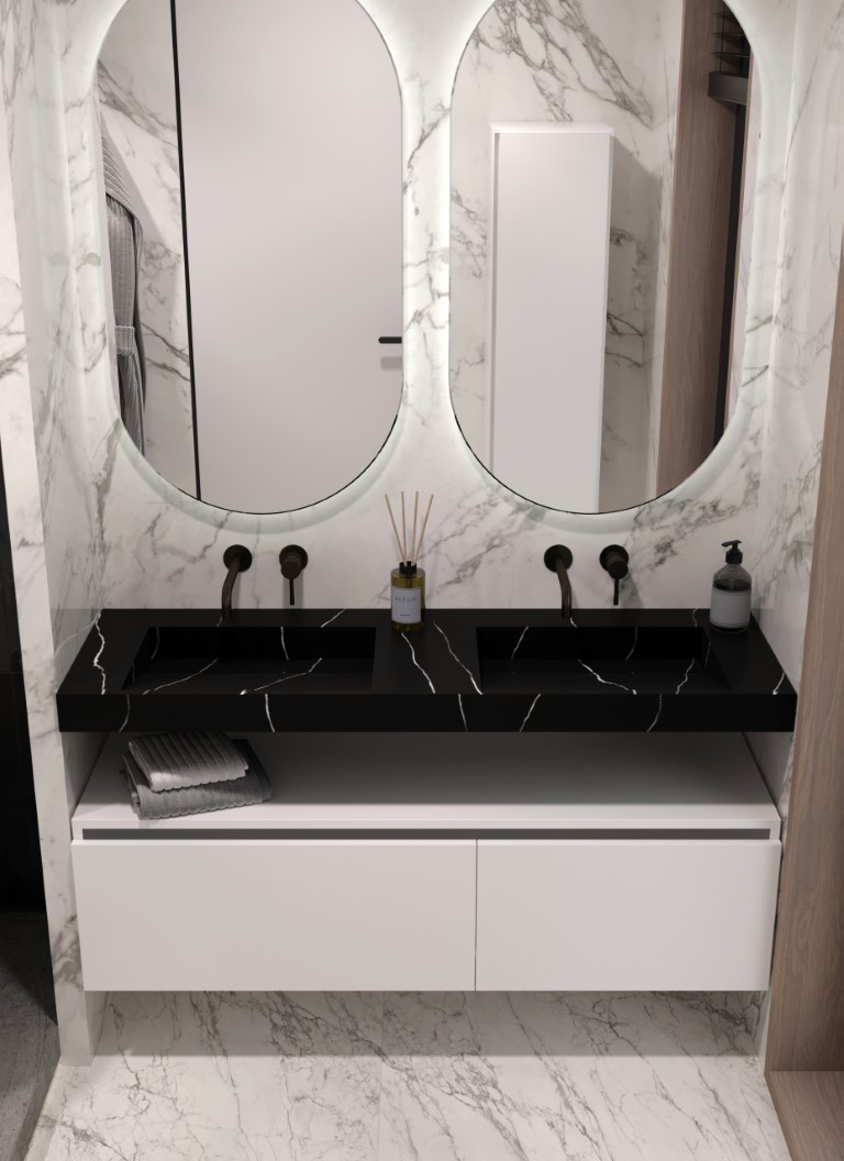Столешница моноблок Boheme FLAT NERO MARQUINA (1410*452*80) 859-140-NM
