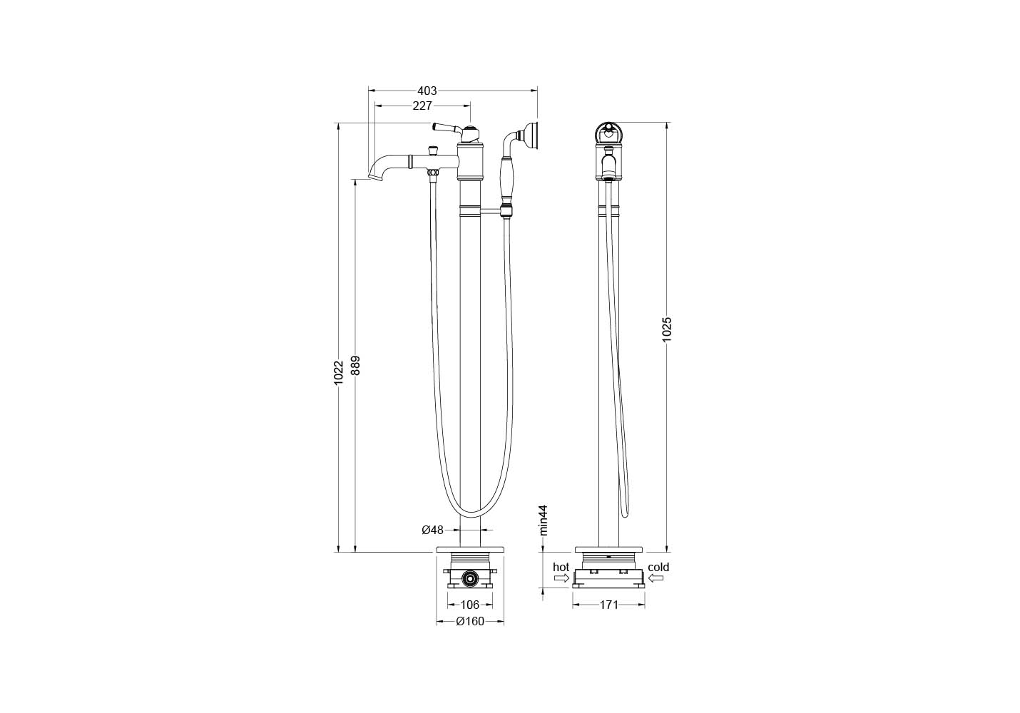 Смеситель Aquatek Классик AQ1545PG для ванны напольный
