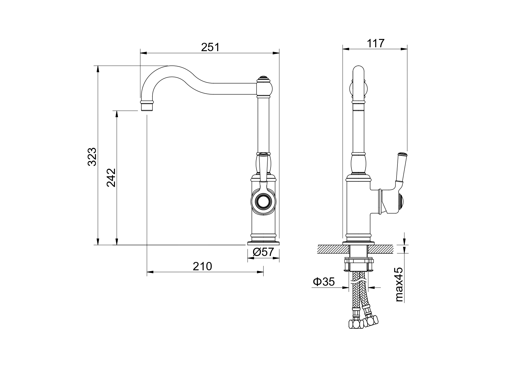 Смеситель Aquatek Классик AQ1580CR для кухни