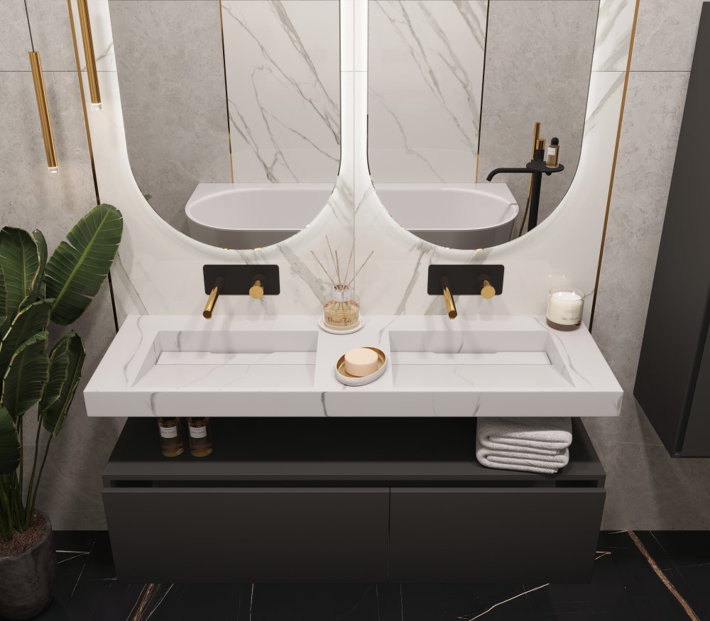 Столешница моноблок Armadi Art FLAT CALACATTA (1410*452*80) 859-140-CLCT