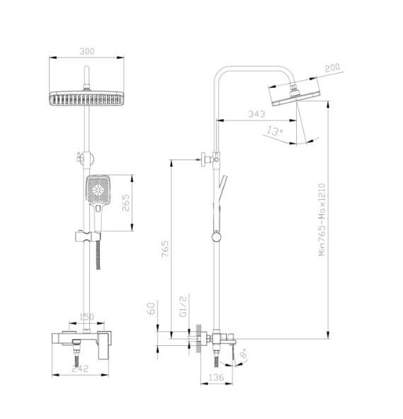 Душевая система Rush Thira TR3635-50Grey