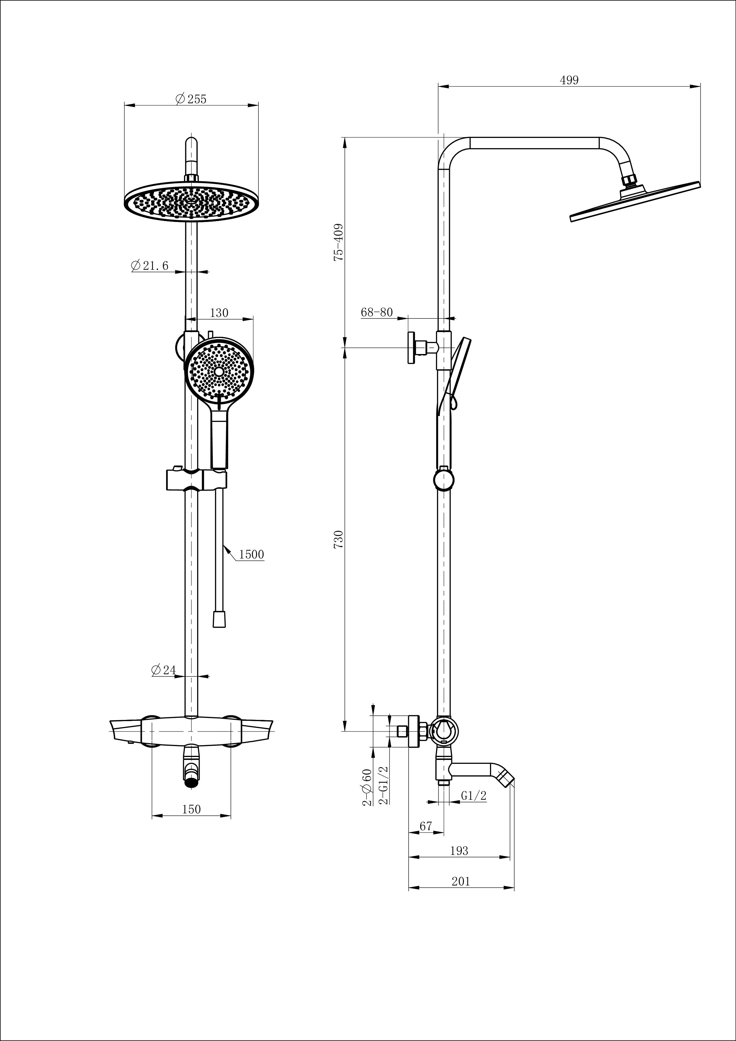 Душевая система с термостатом WONZON & WOGHAND CAPSULE, Хром WW-B3031-A2-CR