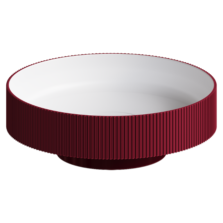 Раковина накладная рифленая Boheme SOLE Corian 400*130 Burgundy 801-R-BUR