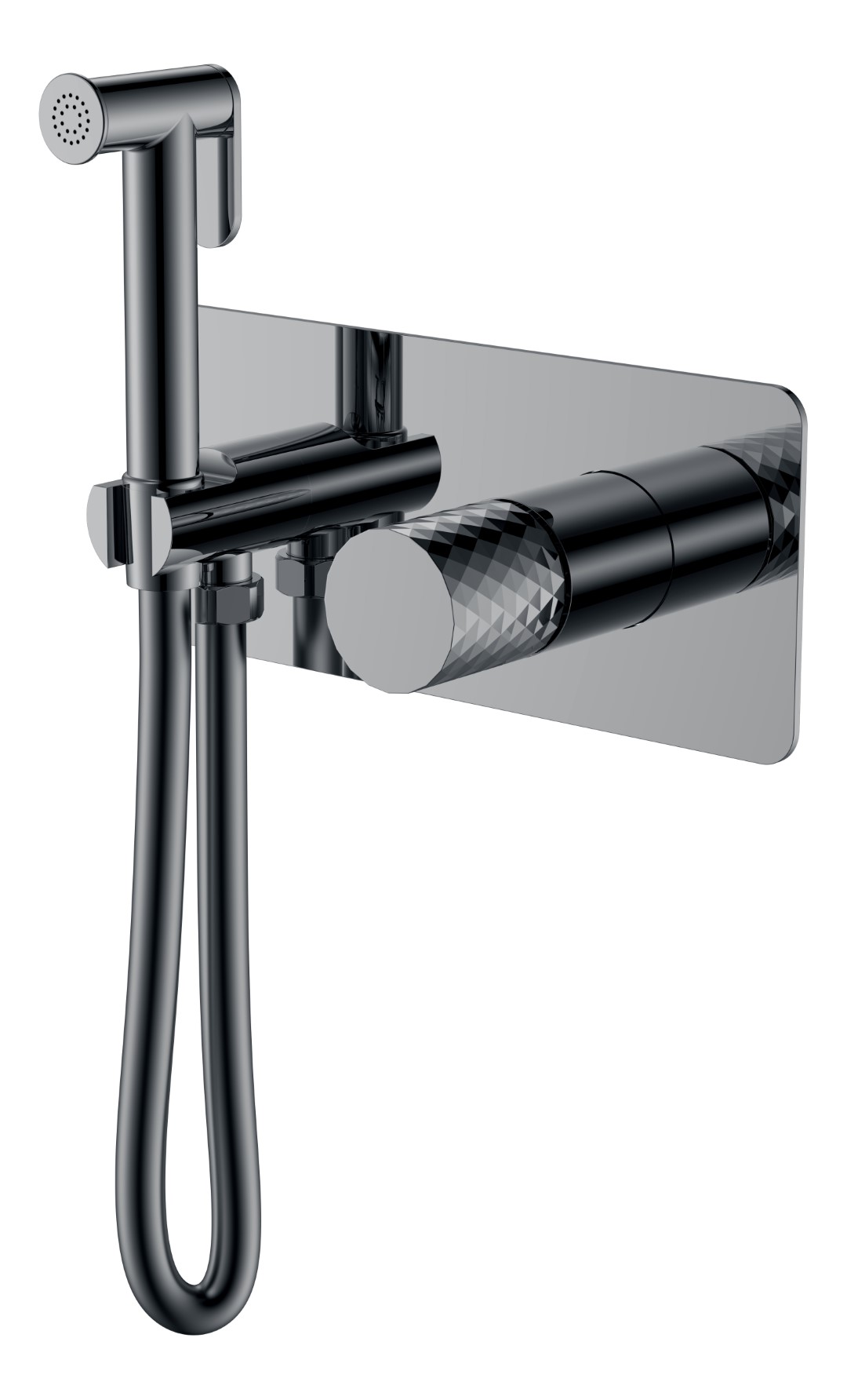 Смеситель гигиенический Boheme STICK Shine Gun Metal c ручкой DIAMOND 127-SGM
