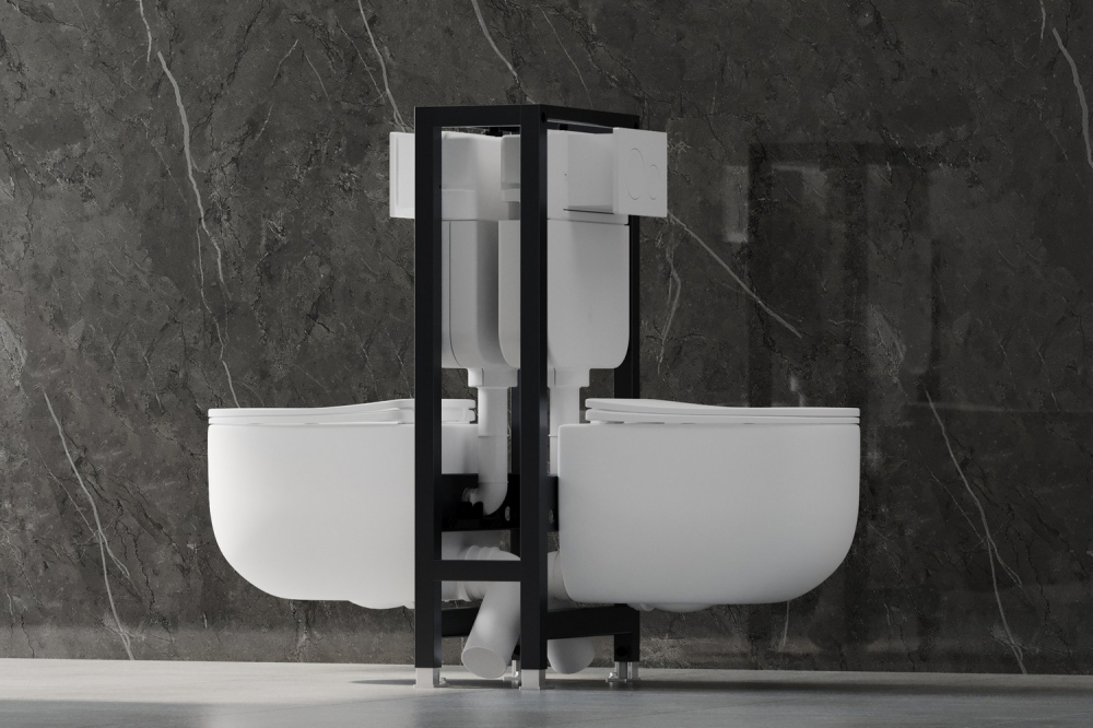 Инсталляция двойная самонесущая Abber AC0106 для двух подвесных унитазов