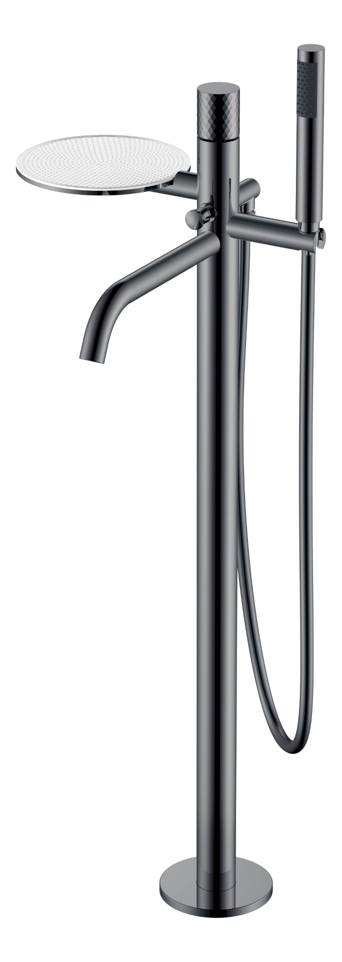 Смеситель Boheme STICK напольный Shine Gun Metal с ручкой DIMOND 129-SGM
