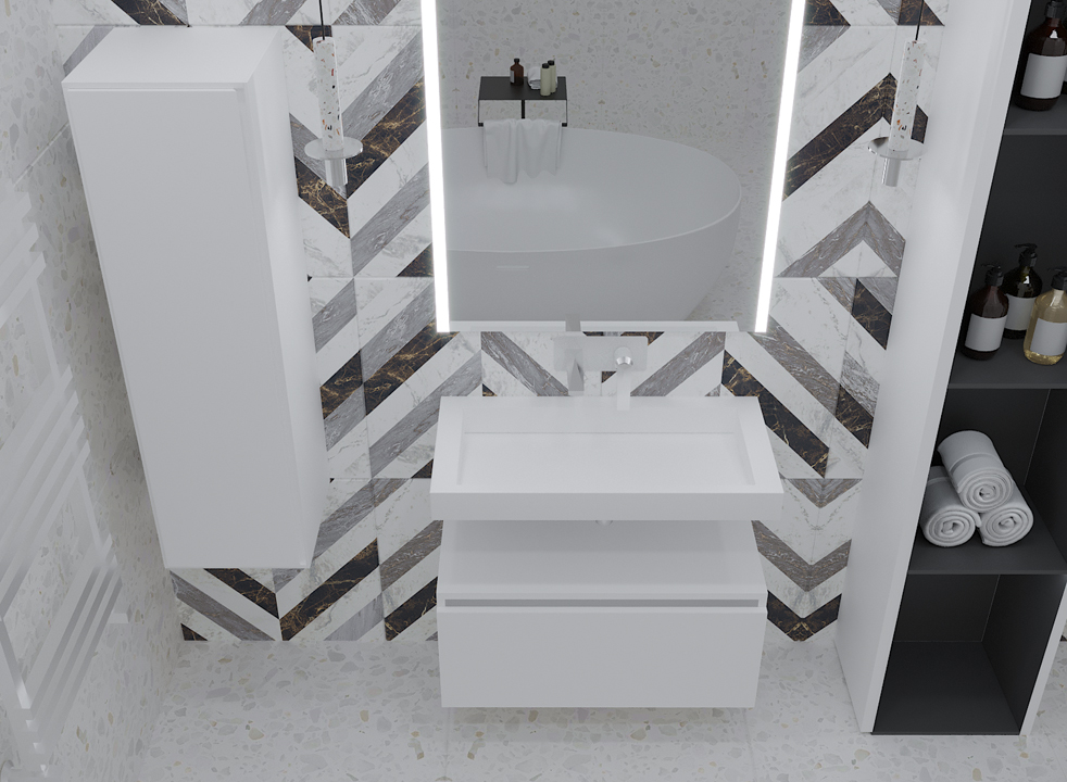 Ящик под столешницу 100см Boheme WHITE глянец VALLESSI UNO-S 897-100-W