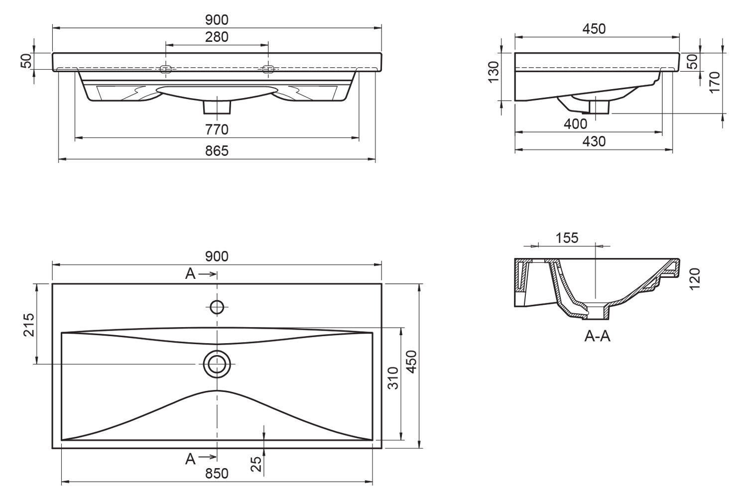 Раковина BelBagno BB-0323-90-LVB накладная