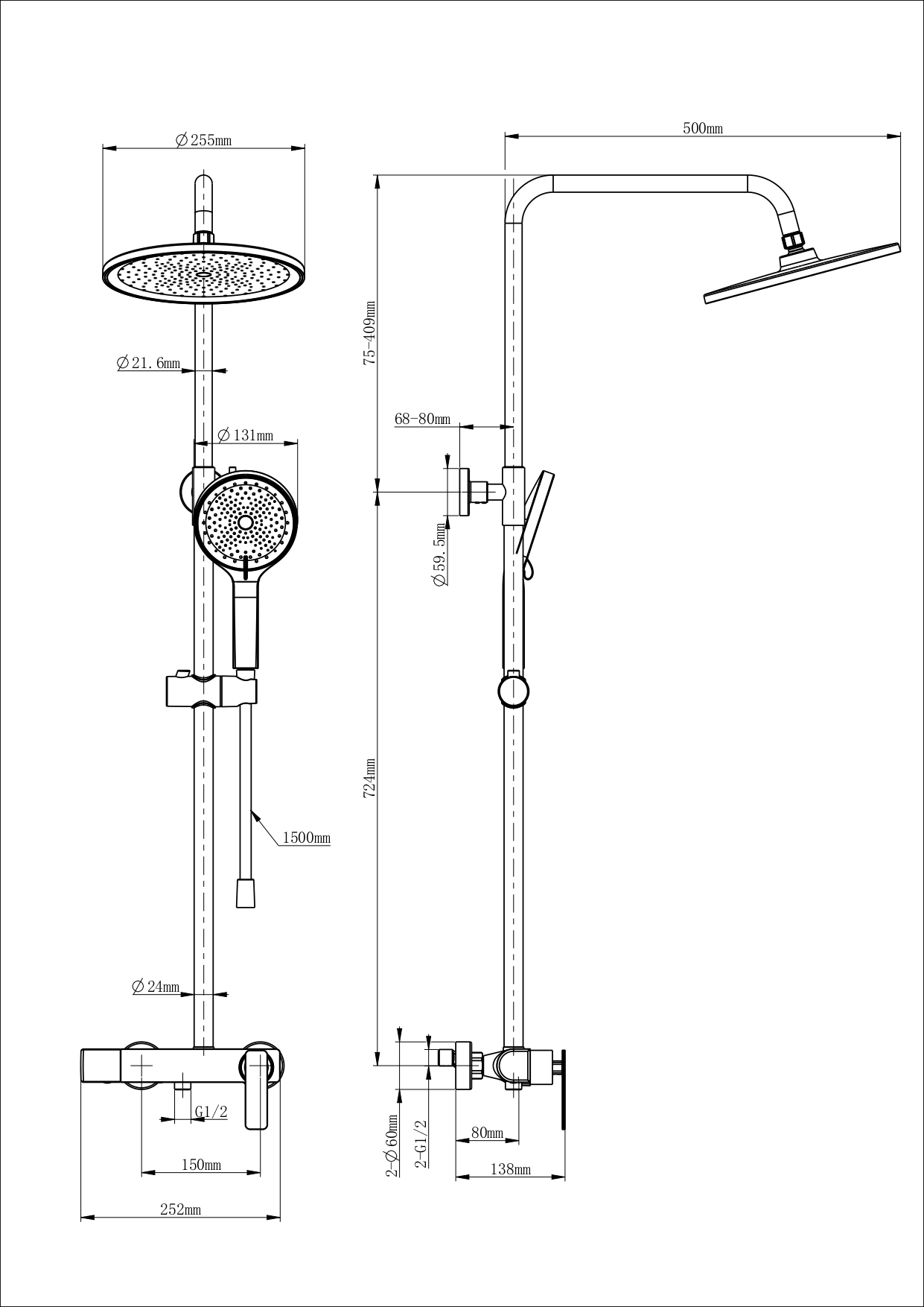 Душевая система WONZON & WOGHAND, Белый матовый WW-B3517-MW