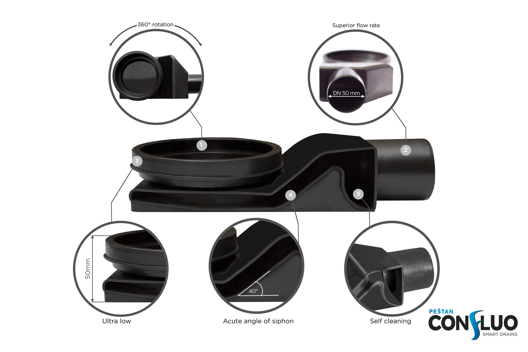 Frameless line 850 Black Glass линейный трап PESTAN