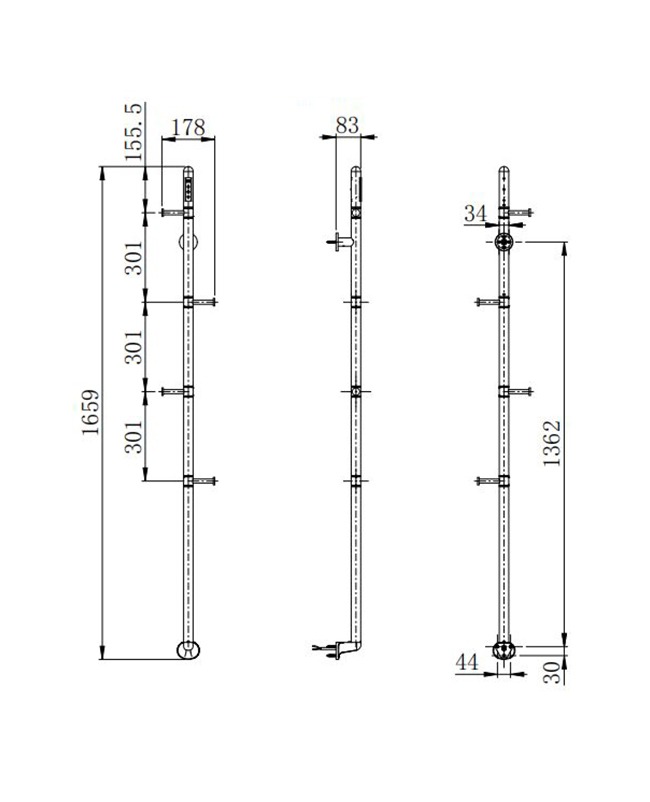 Полотенцесушитель электрический WONZON & WOGHAND KASSEL, Черный матовый WW-AL616-MB