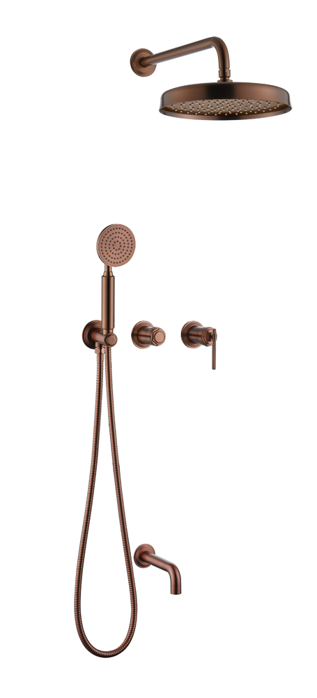 Смеситель встроенный + верхний + ручной душ + излив, Boheme ETERNA COPPER BRUSHED 174-2-CB