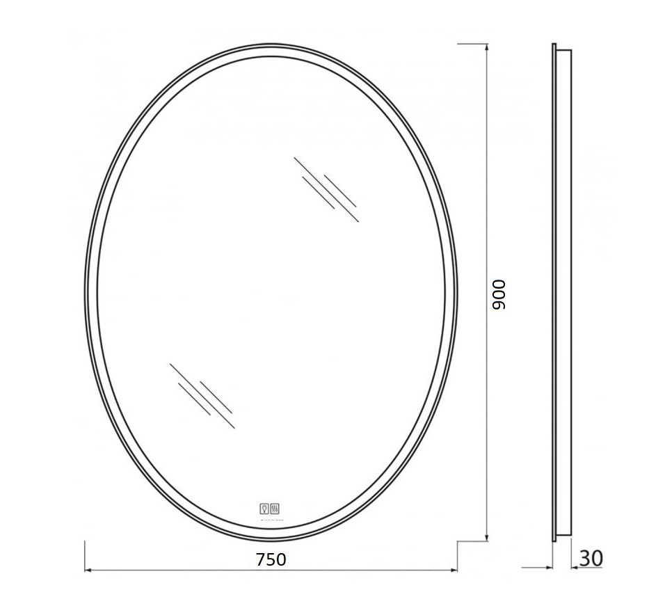 Зеркало BelBagno SPC-VST 75х90 с сенсорным выключателем и подогревом