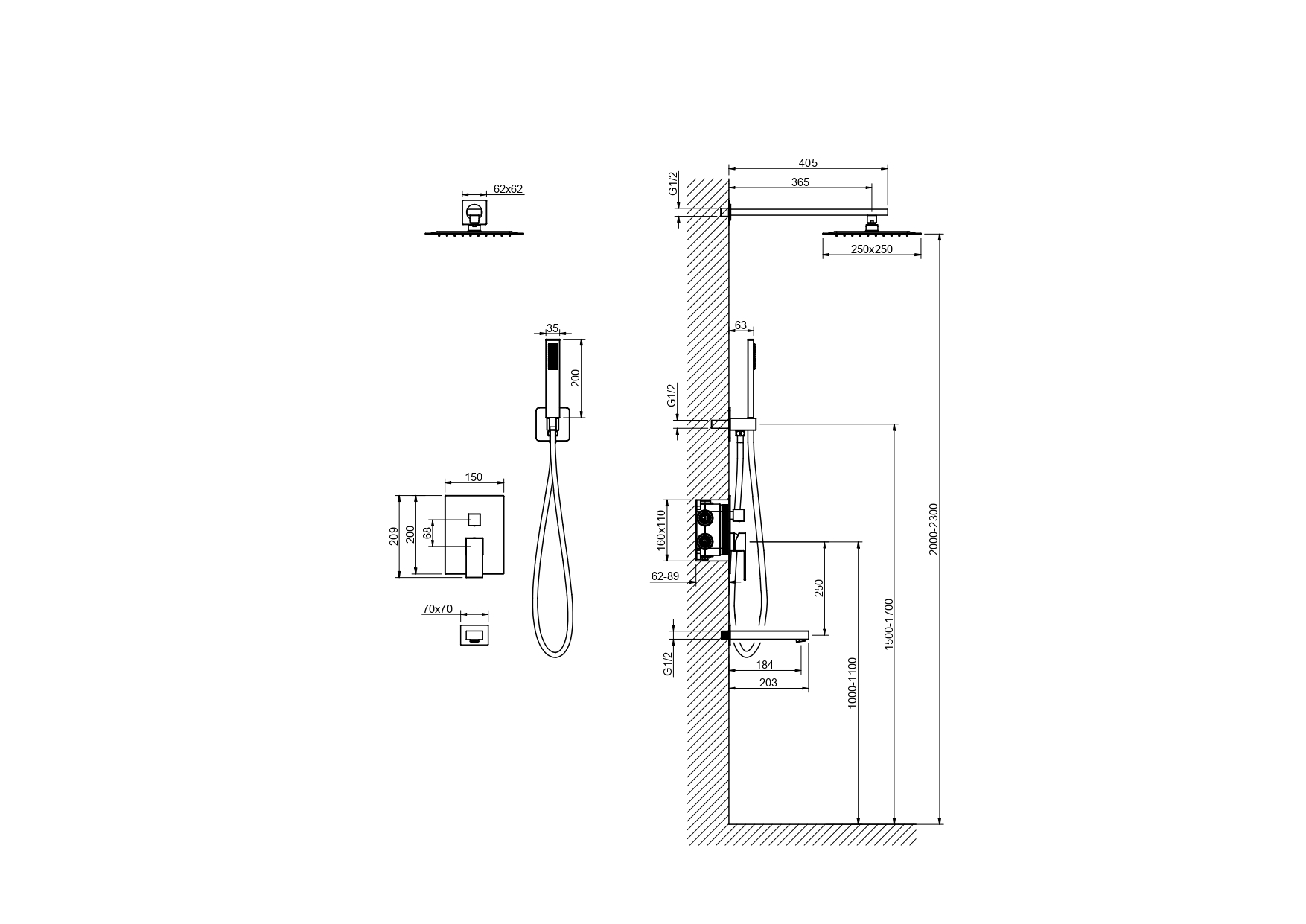 Set 4 в 1 душевой комплект Aquatek Либра AQ1673CR