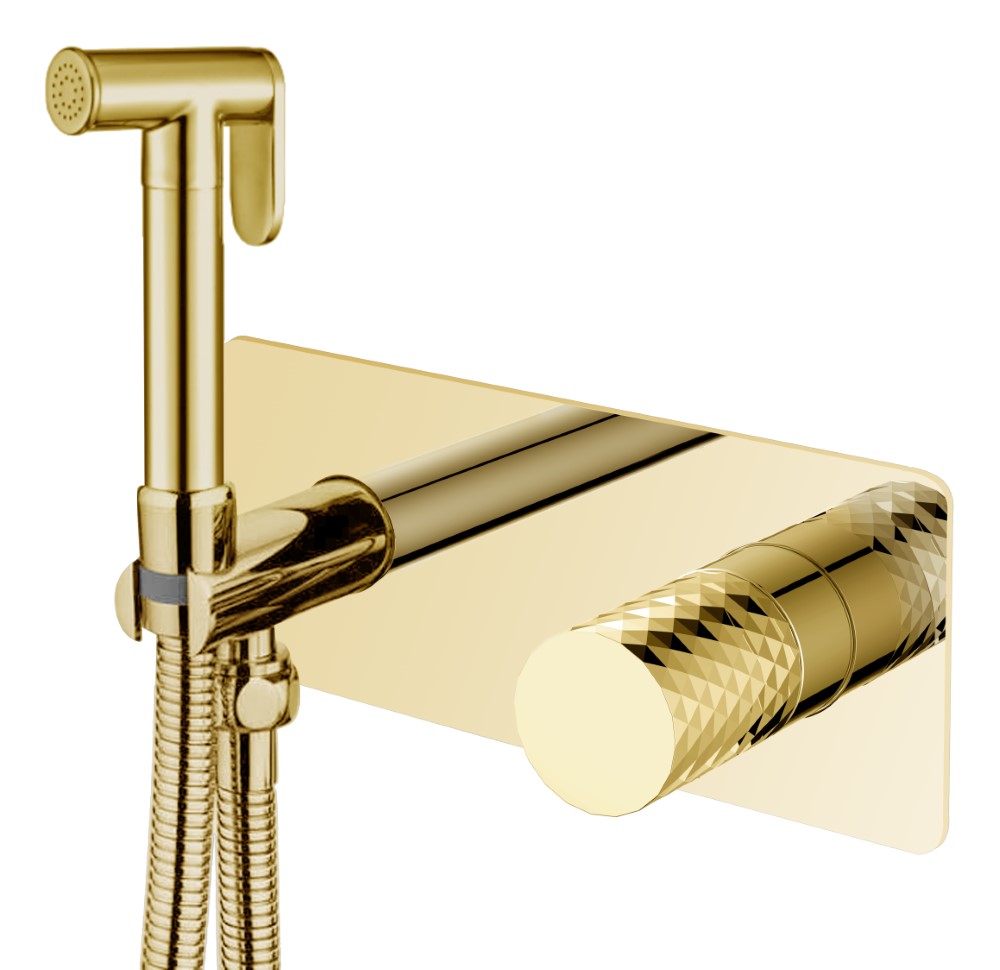 Смеситель гигиенический Boheme STICK GOLD DIAMOND GOLD 127-GG