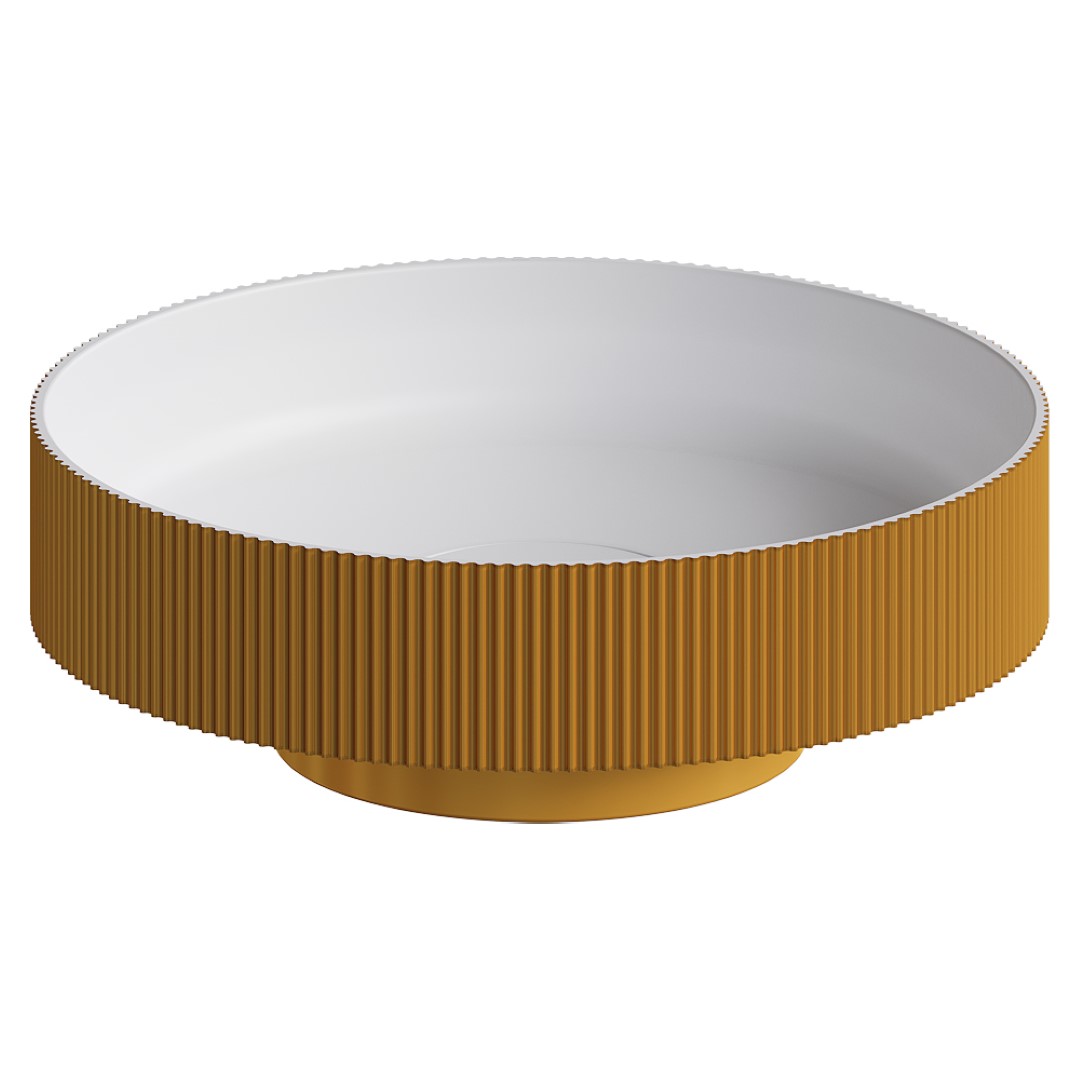 Раковина накладная рифленая Boheme SOLE Corian 400*130 GOLD 801-R-G
