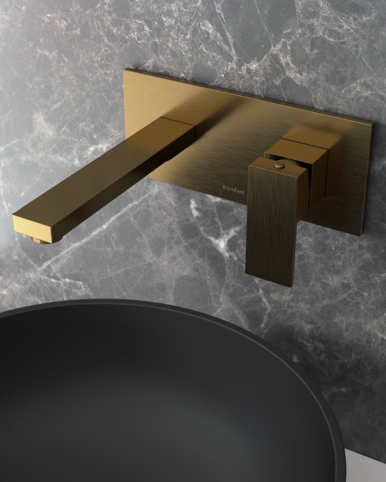 Смеситель для умывальника из стены Boheme Qubic Bronze 475-BR