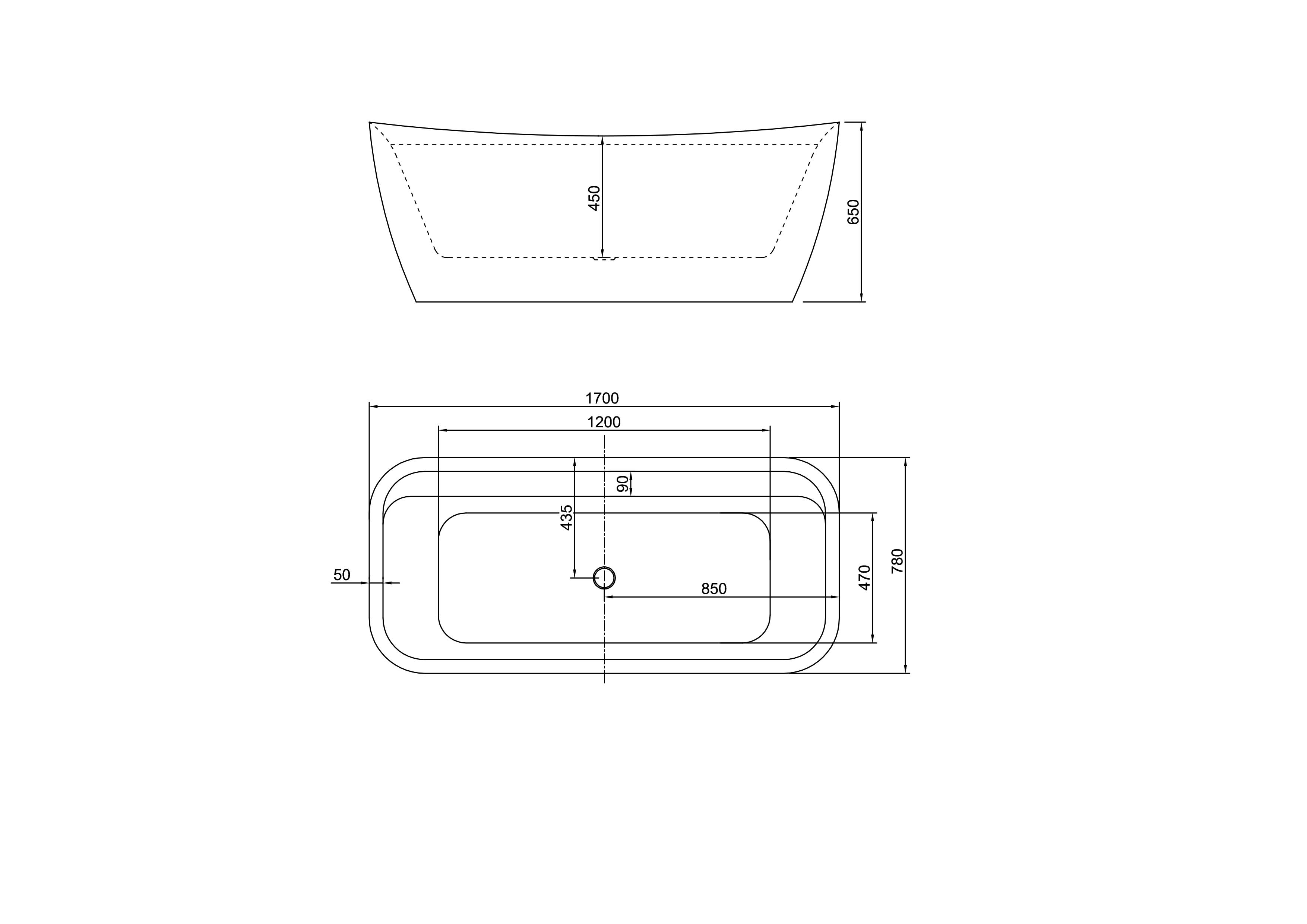 Акриловая ванна Aquatek Амадео AQ-197778 170х78 см