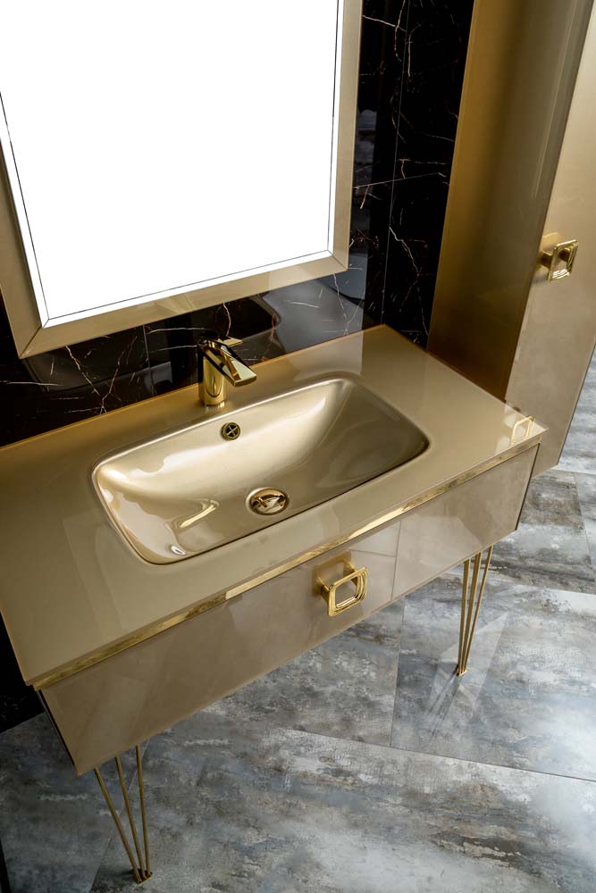 Столешница стекло 100см моноблок Светлое золото Boheme 852-100-Light Gold