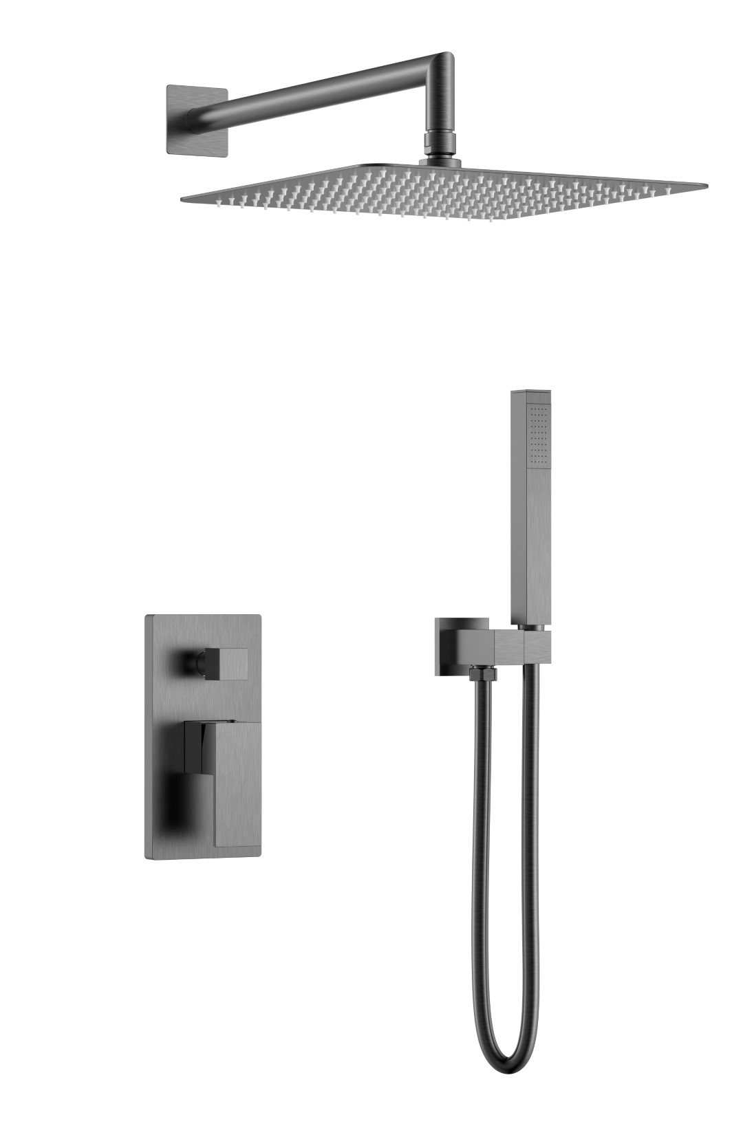 Смеситель встроенный для душа Boheme QUBIC Gun Metal 474-3-GM