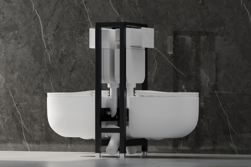 Инсталляция двойная самонесущая Abber AC0106 для двух подвесных унитазов