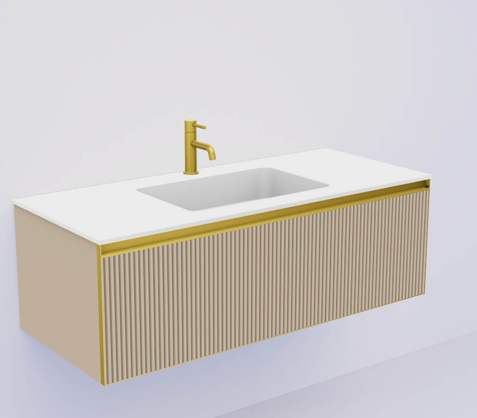 Armadi Art QUATRO 1 120CM тумба рифл DAPHNE профиль MATT GOLD + внутр. подсв. 790-M1-120-RIB-D-MG-LED
