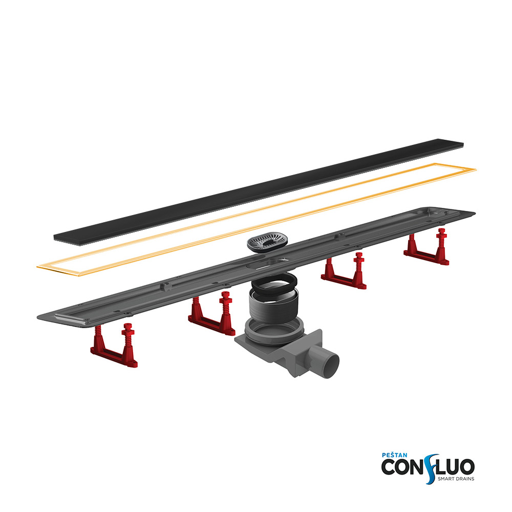 Confluo Premium Gold Black Glass Line 950 линейный трап PESTAN